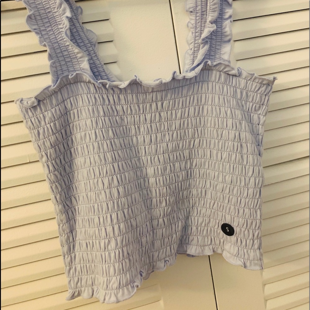 light blue crop top